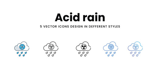 Acid rain icons in different style vector stock illustration