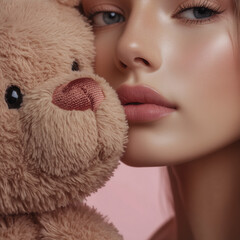 Intimate Moment with a Teddy Bear