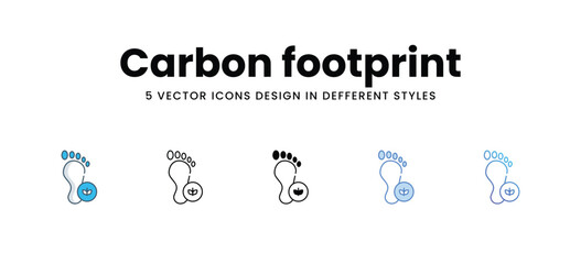 Carbon footprint icons in different style vector stock illustration