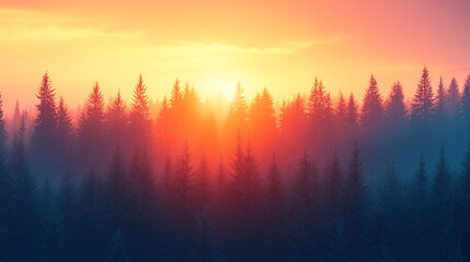 A dreamy forest landscape with mystical glow and dark shadows, evoking a sense of mystery and wonder, with an empty space for captions on the side and blurred, ethereal ambiance

