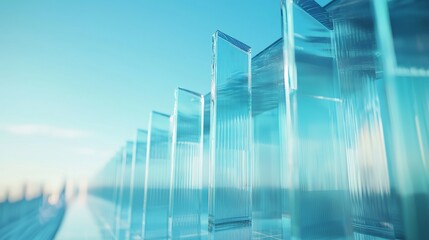 Obraz premium A clean and modern composition showcasing a transparent bar chart with ascending bars, symbolizing growth and progress