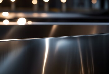 Obraz premium close view polished steel surface stunning reflective sheen showcasing elegant texture light play, artifact, artisan, aesthetic, brightness, character
