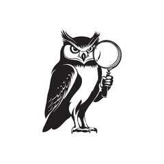 owl holding magnifying glass vector