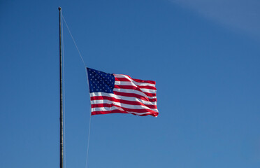 American Flag Waving in the Wind.