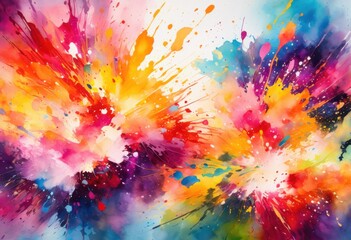 Obraz premium dynamic display colorful watercolor splashes textured canvas background lively artistic expression, painting, vibrant, design, brush, stroke, hue, shade