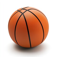 Realistic 3D rendering of an orange basketball with black lines on a smooth surface set against a white background