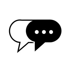 Overlapping Chat Bubbles Icon in Black and White for Digital Conversation Interface
