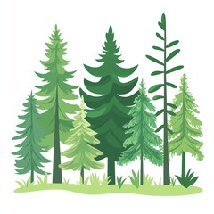 Obraz premium Green Evergreen Trees Stand Tall in a Lush Green Meadow