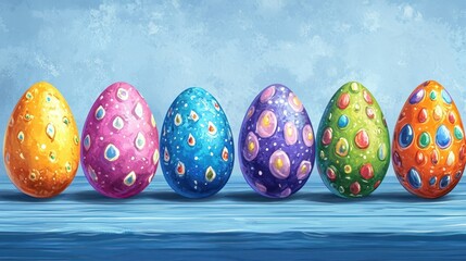 Fototapeta premium Vibrant easter eggs display with multicolored patterns for holiday decoration