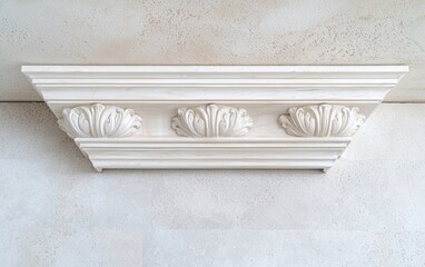 Naklejka premium White ornate crown molding detail on ceiling