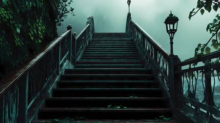 Stairway to heaven. Aurora Bridge. Illustration