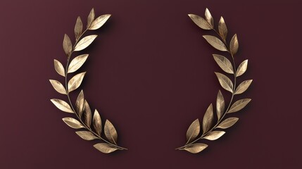 Golden laurel wreath on a dark red background