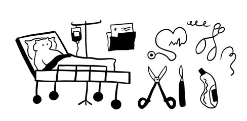 Medic Cat: Healthcare-Inspired Cute Line Art