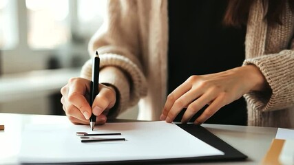 Female Artist Designing Business Logo in Studio