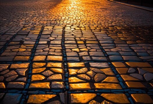 intricate close vibrant pavement patterns showcasing diversity texture urban environment, asphalt, block, brick, character, contour, craftsmanship, curve - Powered by Adobe