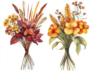 Fototapeta premium Watercolor Bouquet Illustration for Wedding Invitations or Floral Arrangements