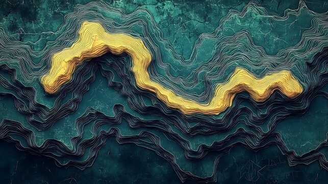A geographical map displaying terrain lines and contour lines, providing a detailed view of the topography, including mountainous areas.