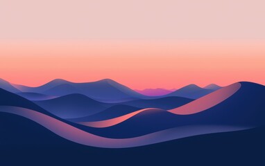 A mockup of a desert scene with rolling sand dunes and a dramatic twilight gradient background