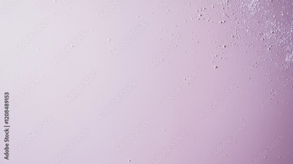 Poster tiny silver spheres are scattered across a gradient purple background, creating an abstract, texture