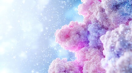 Fototapeta premium Pastel clouds, winter scene, snowy background, holiday card