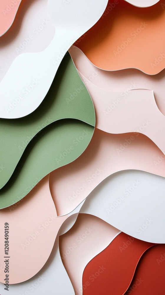 Poster colorful layers of wavy shapes create a visually appealing abstract background with depth and textur