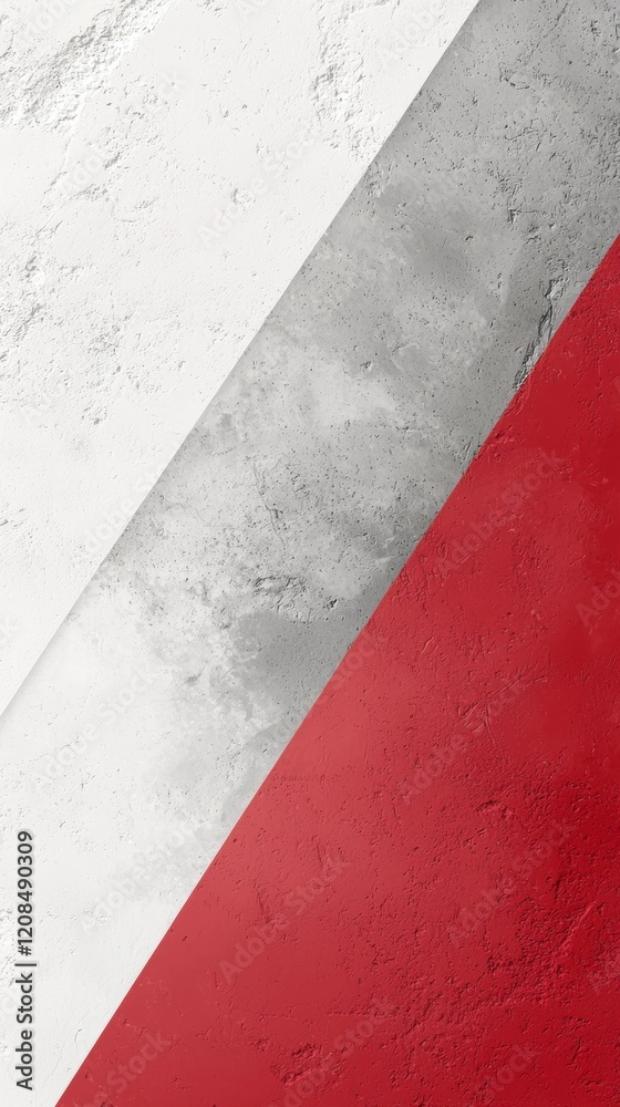 Poster abstract background showing a geometric composition of three sections of concrete textures in white,