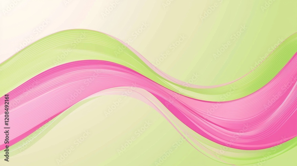 Poster smooth pink and green wavy lines flowing together create a dynamic and visually appealing abstract b