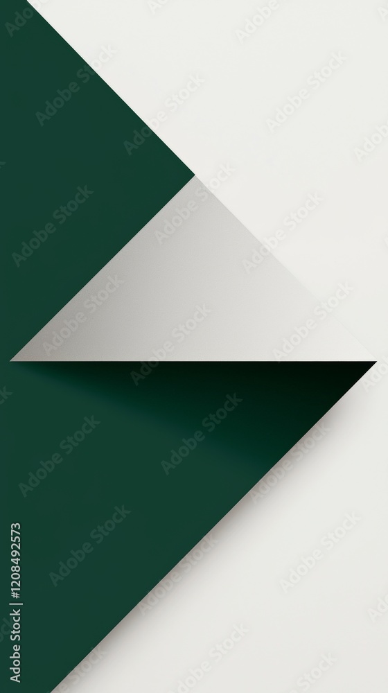 Poster green and white abstract triangles are creating a dynamic and modern composition with subtle shadows
