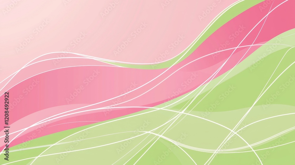 Poster pink and green abstract waves are flowing seamlessly, creating a dynamic and visually appealing back