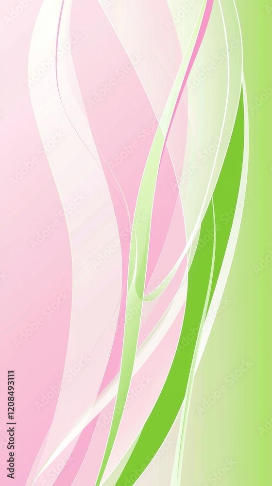 Poster intertwining pink and green gradient wavy lines create a dynamic and flowing abstract background des