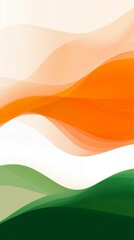 Fototapeta premium Saffron. White. And green wavy stripes overlapping create a vibrant abstract background design. Ideal for projects celebrating indian culture and traditions. Such as republic day or independence day