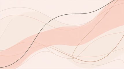 Pastel pink and beige abstract background with wavy lines and shapes creating a soft and elegant design, perfect for various design projects