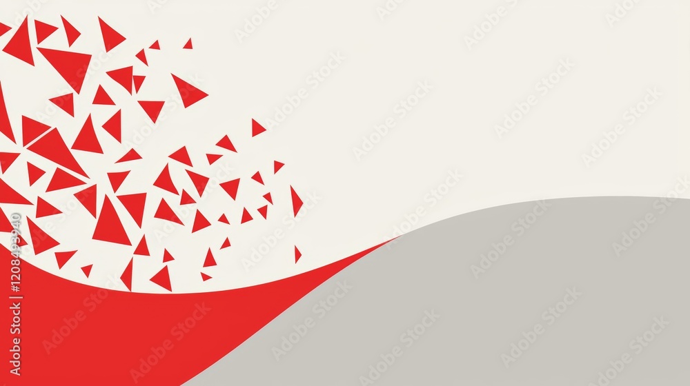 Poster red triangles exploding against a backdrop of white and grey create a vibrant and dynamic visual, ra