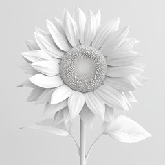 Minimalistic 3D Model of a White Sunflower for Decoration or Still Life