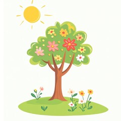 A Blooming Tree Underneath A Sunny Sky