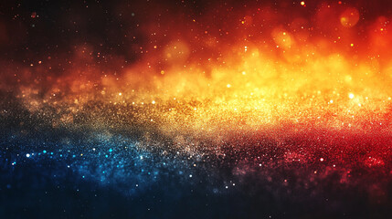 Naklejka premium A grainy red orange yellow blue vibrant dark gradient banner symbolizing chaos energy transformation intensity passion creativity emotions dynamic transitions atmospheric abstract textures