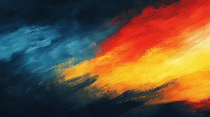 Fototapeta premium A grainy red orange yellow blue vibrant dark gradient banner symbolizing chaos energy transformation intensity passion creativity emotions dynamic transitions atmospheric abstract textures