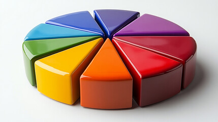 Obraz premium Colorful Graphic Design Pie Chart Representing Data Distribution With Segmented Sections in Vibrant Hues for Easy Understanding