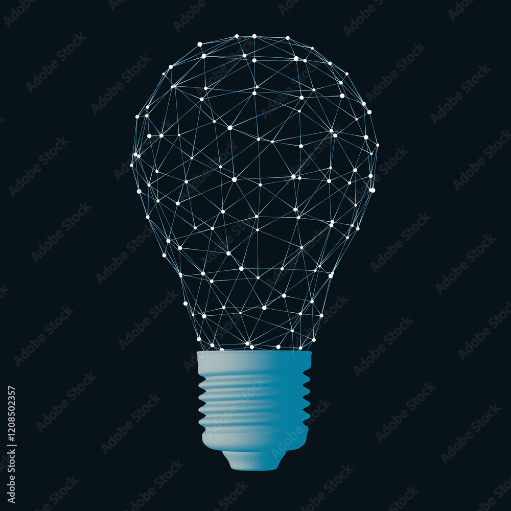 Aufkleber Lightbulb as an innovation idea concept. Dark background. 3d rendering