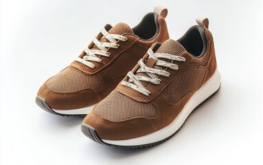 Casual running shoes on a clean white background, minimalist and high-quality