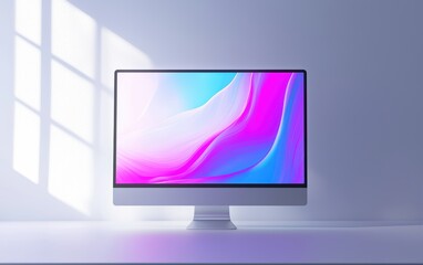 Fototapeta premium High-tech 4K monitor mockup with a thin bezel, futuristic design, centered on a crisp white background