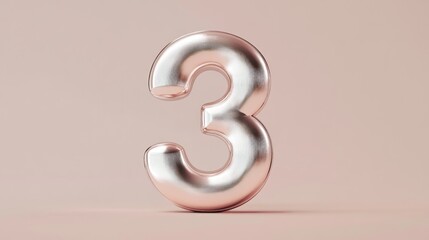 Naklejka premium Rose gold three, inflatable, studio, minimal background, celebration