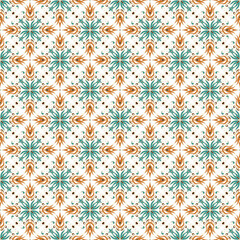 Colorful Islamic Ornamental Seamless Pattern. Oriental Style Ornament. Floral Tile Motif. Abstract Geometric Background. Vector illustration