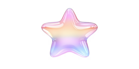 Iridescent Pastel Star Glossy 3D Render Colorful Star Shape Digital Art Rainbow Star