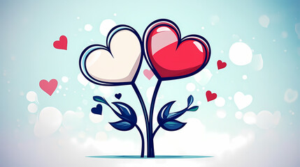 Two hearts bloom as one on a love-filled stem.