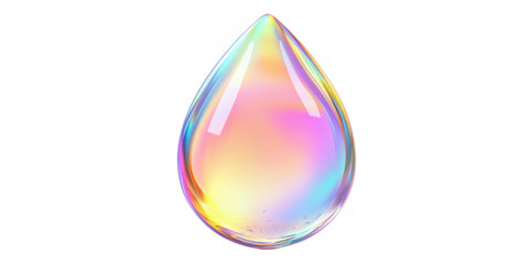 Iridescent Holographic Liquid Drop Abstract Pastel Rainbow Jewel Teardrop