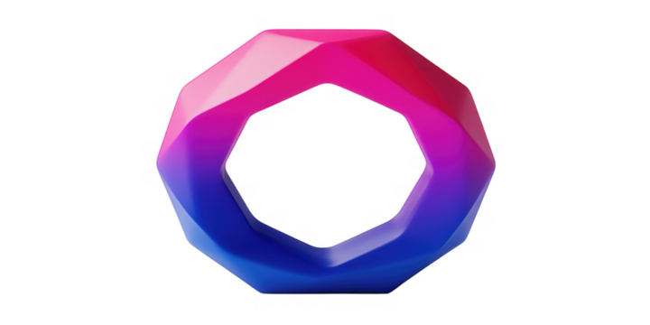 Abstract 3D Render of a Pink and Blue Gradient Geometric Shape Modern Design Element