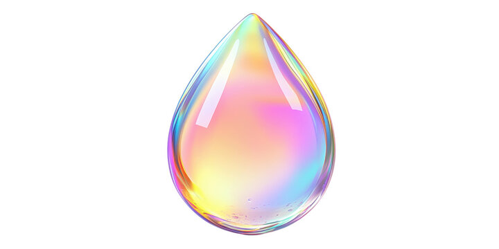 Iridescent Holographic Liquid Drop Abstract Pastel Rainbow Jewel Teardrop