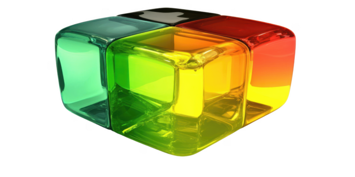 Abstract Colorful Glass Cube Multicolored Shiny Blocks 3D Render Geometric Design Vivid Colors