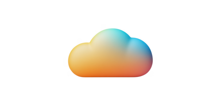 Abstract Colorful Cloud Gradient 3D Render Digital Art Technology Icon Cloud Computing Symbol